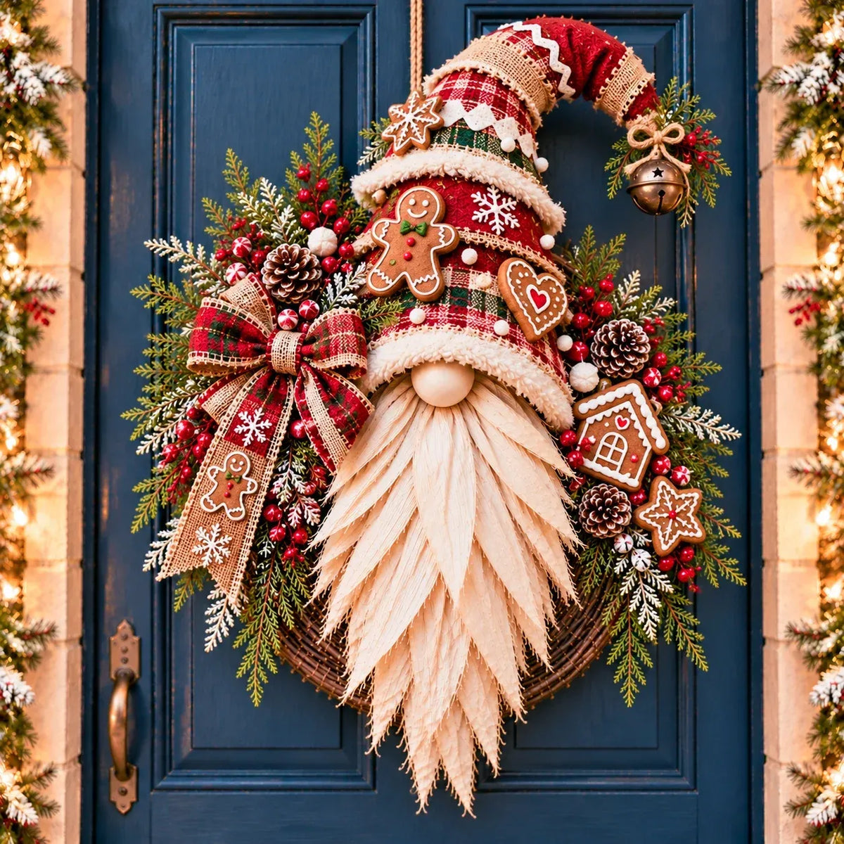 🎄 Rustic Christmas Gnome Wreath – A Cozy Farmhouse Christmas Welcome