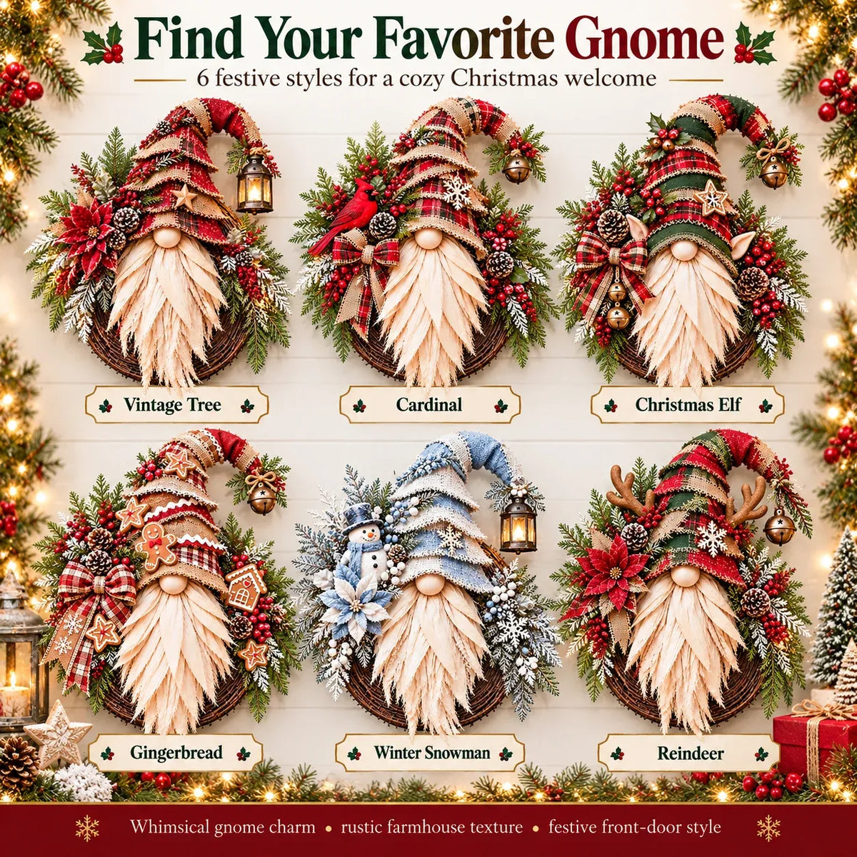 🎄 Rustic Christmas Gnome Wreath – A Cozy Farmhouse Christmas Welcome