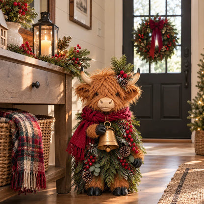 🔥LAST DAY 49% OFF🐮  Christmas Highland Cow with Bell 🎄