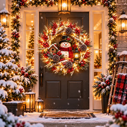 🔥 LAST DAY 49% OFF 🔥 Snowy Birch Cardinal Wreath™ – Lighted Christmas Door Wreath with Paired Red Cardinals, Berries & Pinecones ❤️🎄✨