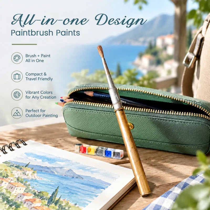 Portable Paintbrush And Colors Set