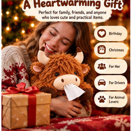 🔥LAST DAY 49% OFF -🐮🧻 Cute Highland Cow Tissue Holder – Plush Car & Home Decor