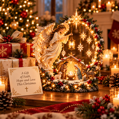 ✨ LAST DAY 49% OFF🔥 Light From Heaven Angel Nativity Christmas Centerpiece ✝️❄️
