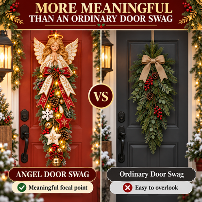 🔥Hot Sale 40% OFF -✨👼 Lighted Angel Christmas Door Swag – A Heavenly Holiday Welcome