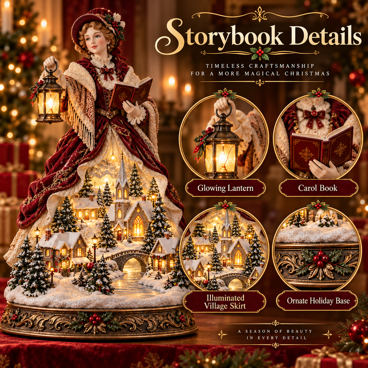 Last Day 49% OFF 🎄 Victorian Caroler Christmas Glow™ – Lighted Village Lady Tabletop Decor⏳