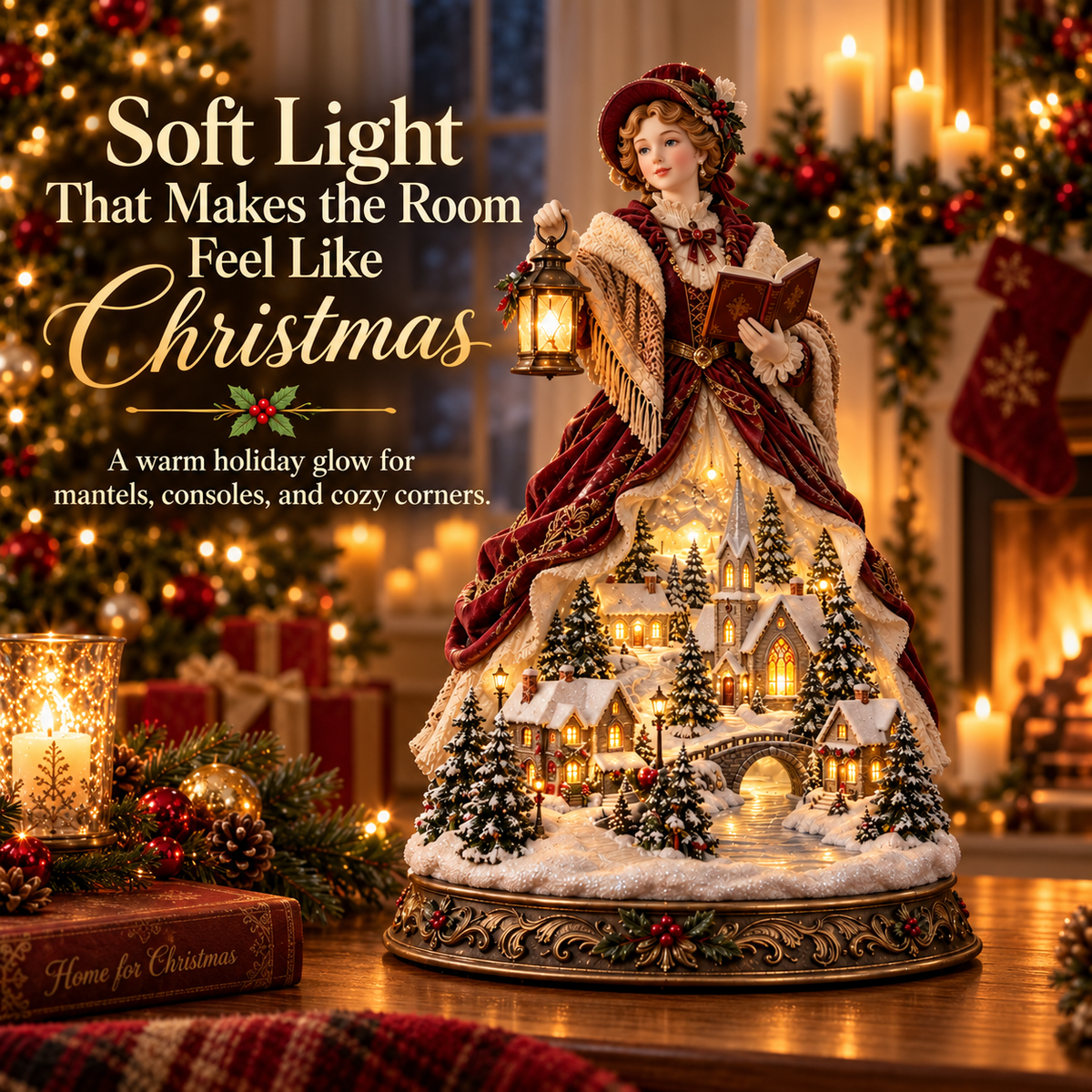Last Day 49% OFF 🎄 Victorian Caroler Christmas Glow™ – Lighted Village Lady Tabletop Decor⏳