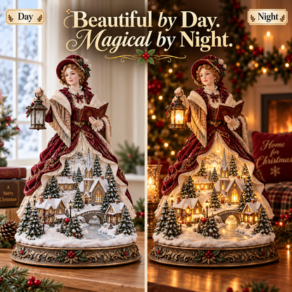 Last Day 49% OFF 🎄 Victorian Caroler Christmas Glow™ – Lighted Village Lady Tabletop Decor⏳