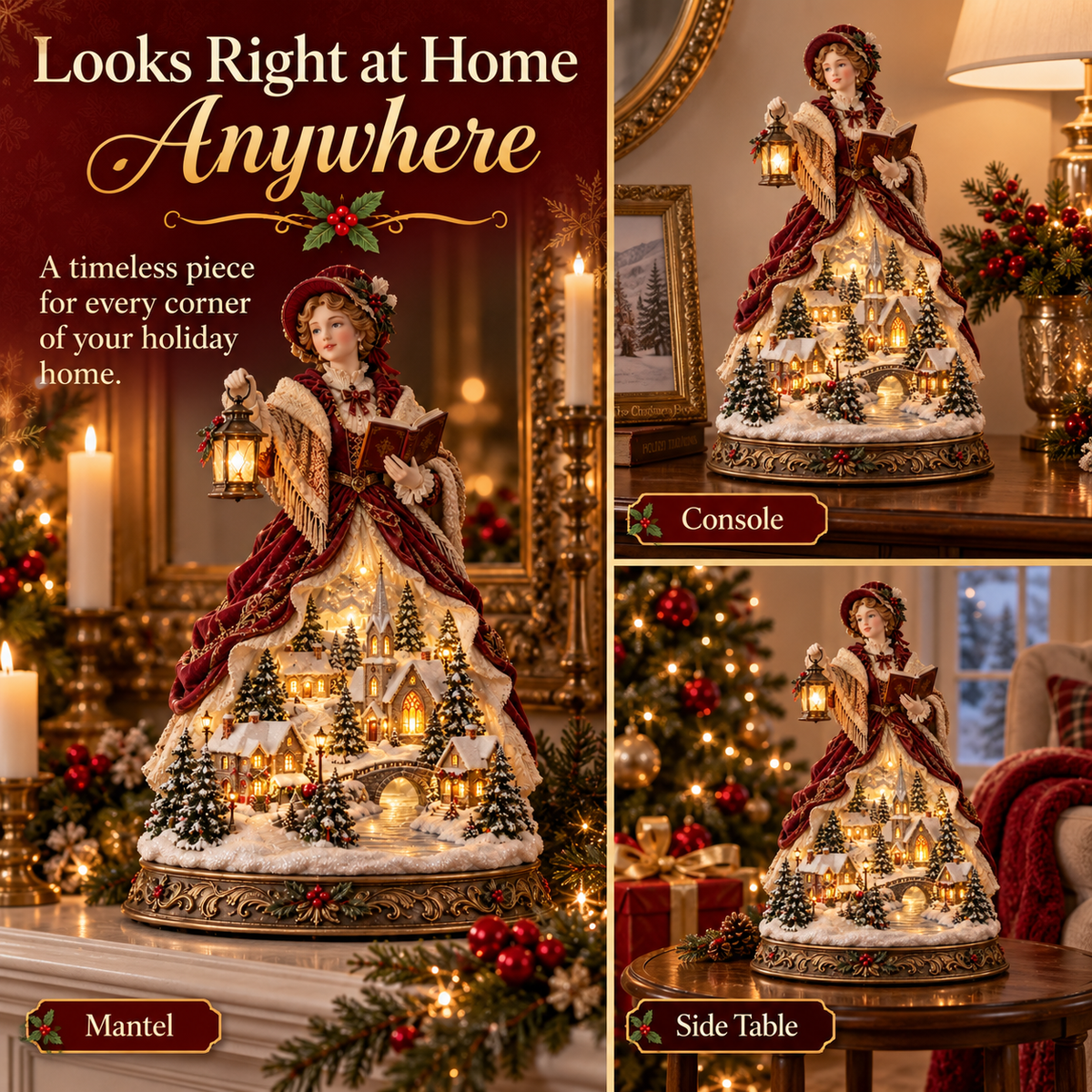 Last Day 49% OFF 🎄 Victorian Caroler Christmas Glow™ – Lighted Village Lady Tabletop Decor⏳