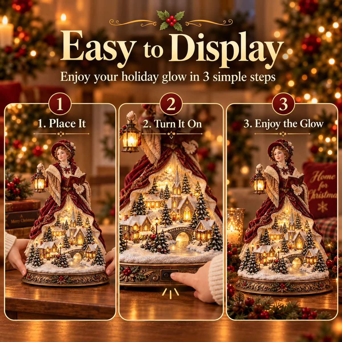 Last Day 49% OFF 🎄 Victorian Caroler Christmas Glow™ – Lighted Village Lady Tabletop Decor⏳
