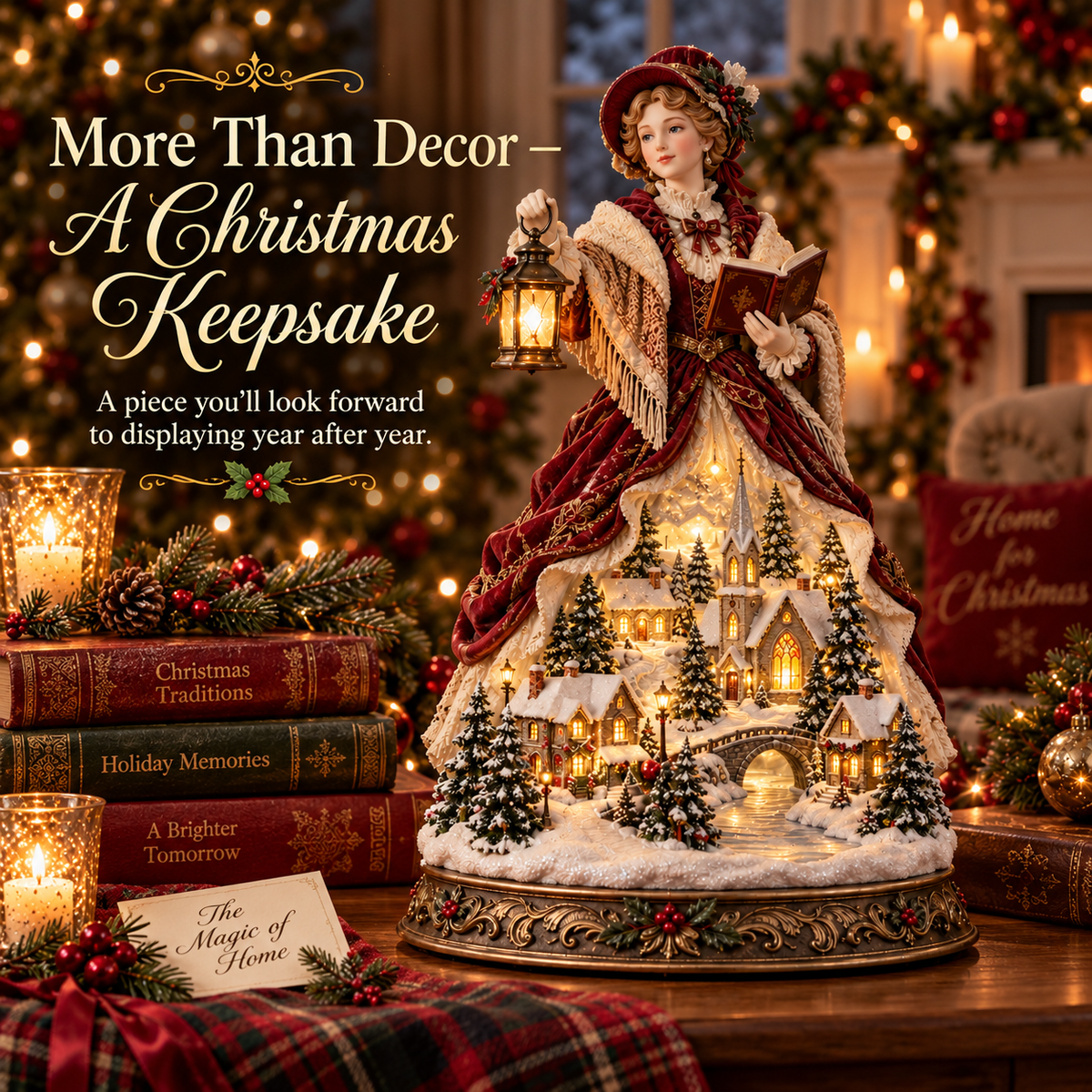 Last Day 49% OFF 🎄 Victorian Caroler Christmas Glow™ – Lighted Village Lady Tabletop Decor⏳