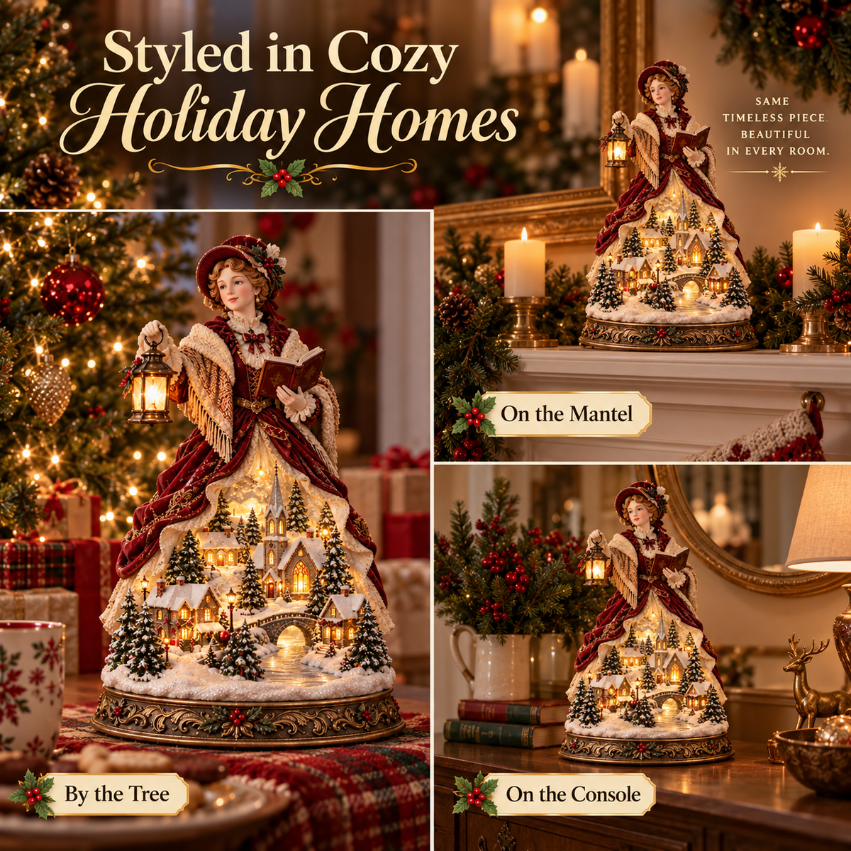 Last Day 49% OFF 🎄 Victorian Caroler Christmas Glow™ – Lighted Village Lady Tabletop Decor⏳
