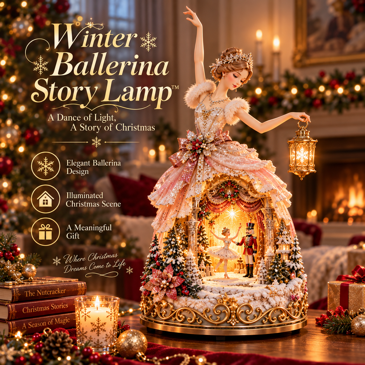 🔥LAST DAY 49% OFF 🩰 Winter Ballerina Story Lamp™ – Lighted Nutcracker Christmas Tabletop Decor ⏳