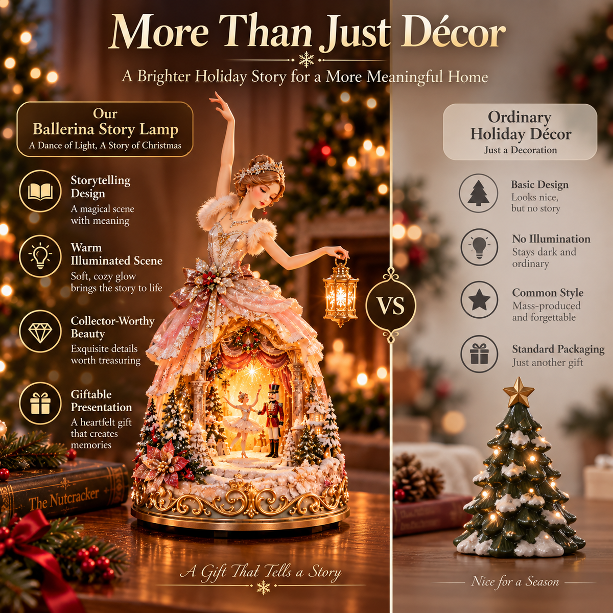 🔥LAST DAY 49% OFF 🩰 Winter Ballerina Story Lamp™ – Lighted Nutcracker Christmas Tabletop Decor ⏳