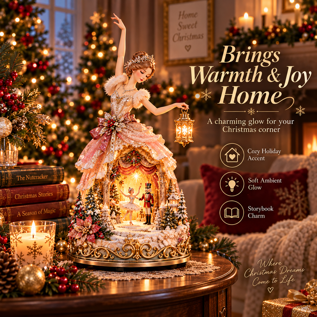 🔥LAST DAY 49% OFF 🩰 Winter Ballerina Story Lamp™ – Lighted Nutcracker Christmas Tabletop Decor ⏳