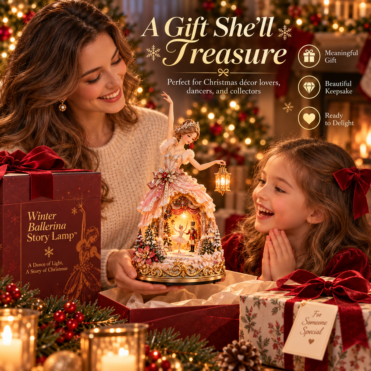 🔥LAST DAY 49% OFF 🩰 Winter Ballerina Story Lamp™ – Lighted Nutcracker Christmas Tabletop Decor ⏳