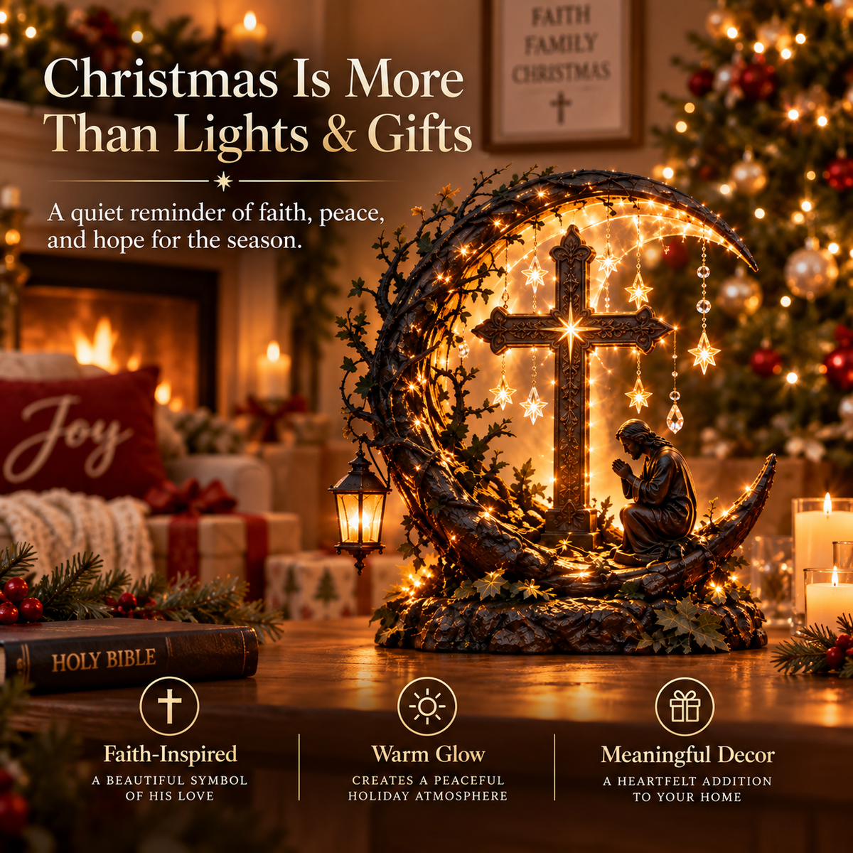 ✝️ Light of Faith™ Illuminated Cross Prayer Tabletop Decor❄️