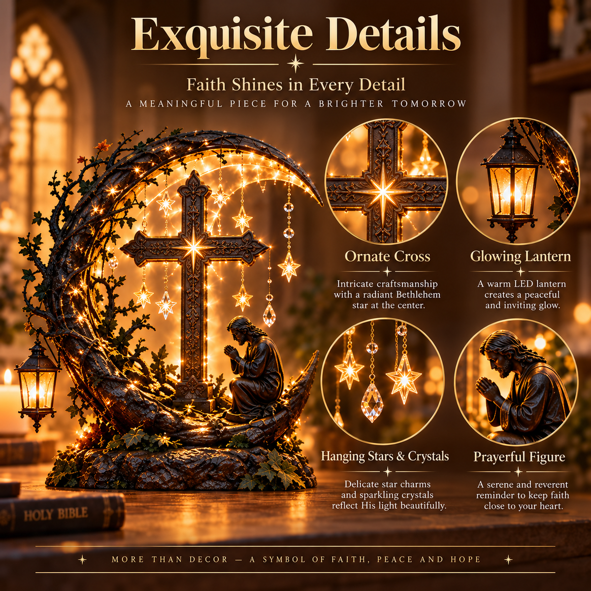✝️ Light of Faith™ Illuminated Cross Prayer Tabletop Decor❄️