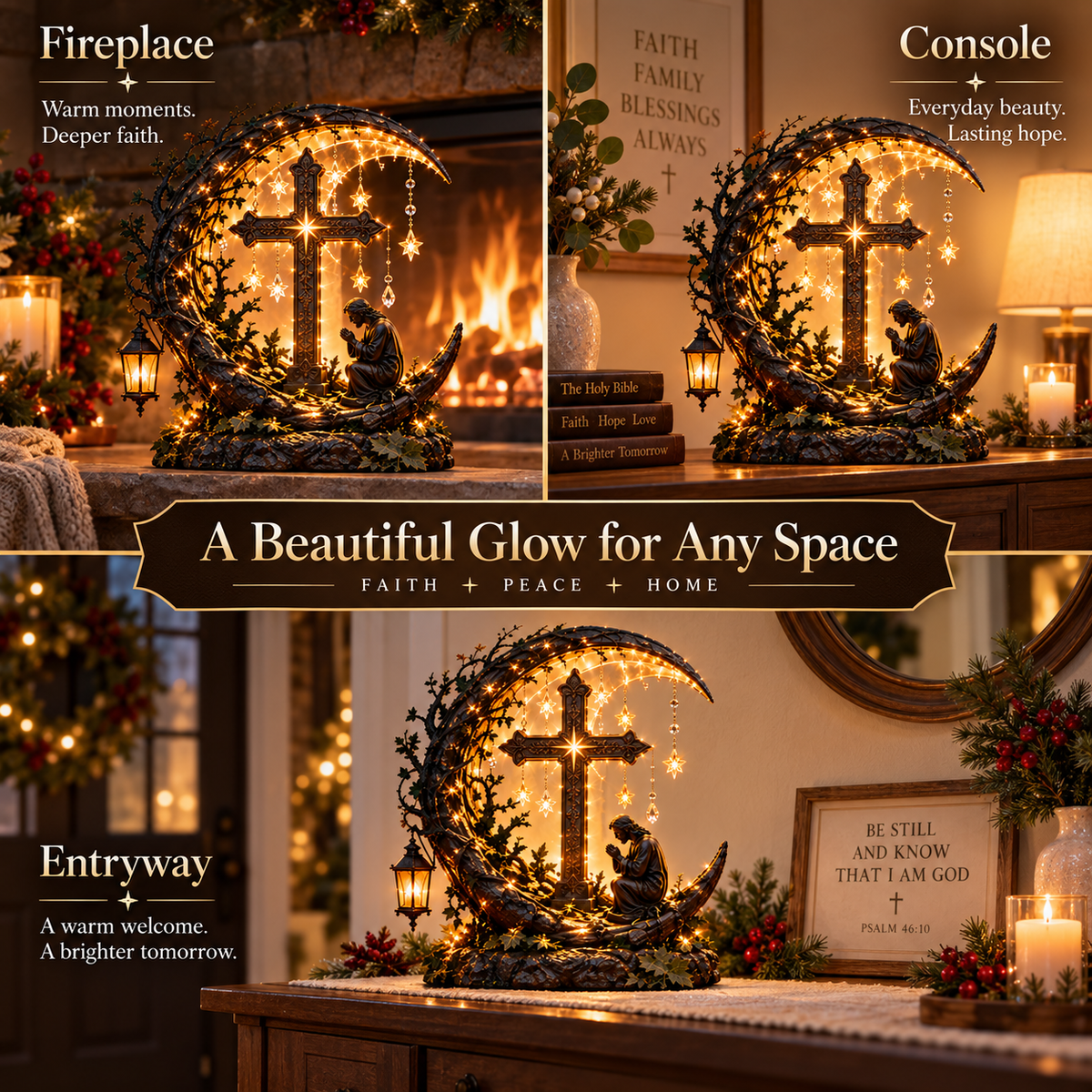 📢📢50% OFF !! ⏰✝️ Light of Faith™ Illuminated Cross Prayer Tabletop Decor🍀
