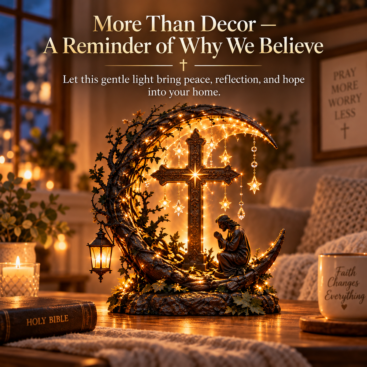 📢📢50% OFF !! ⏰✝️ Light of Faith™ Illuminated Cross Prayer Tabletop Decor🍀
