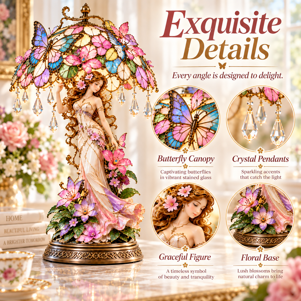 🔥 Last Day 49% OFF🦋 Butterfly Blossom Glow™ – Illuminated Floral Fairy Table Lamp🍀