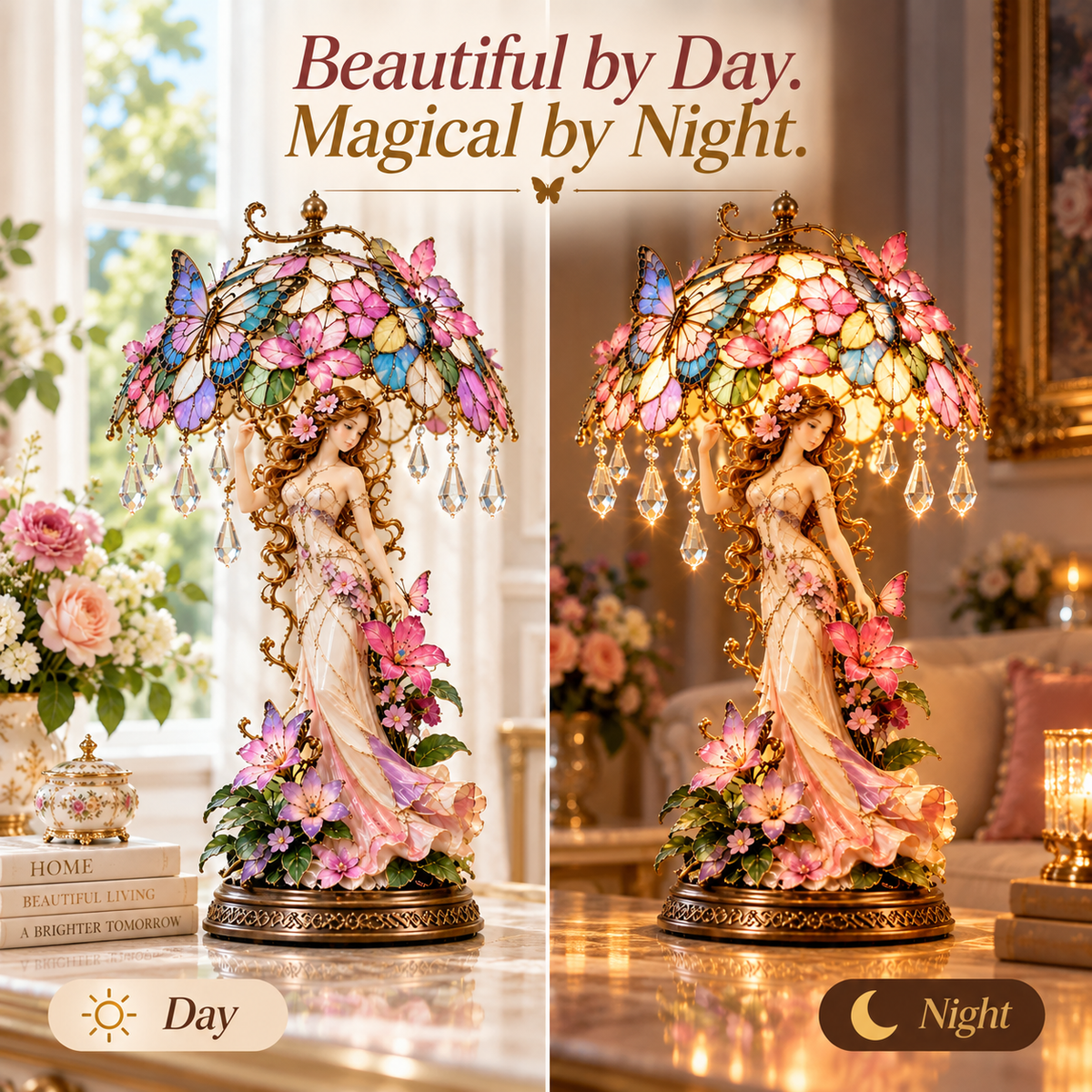 🔥 Last Day 49% OFF🦋 Butterfly Blossom Glow™ – Illuminated Floral Fairy Table Lamp🍀