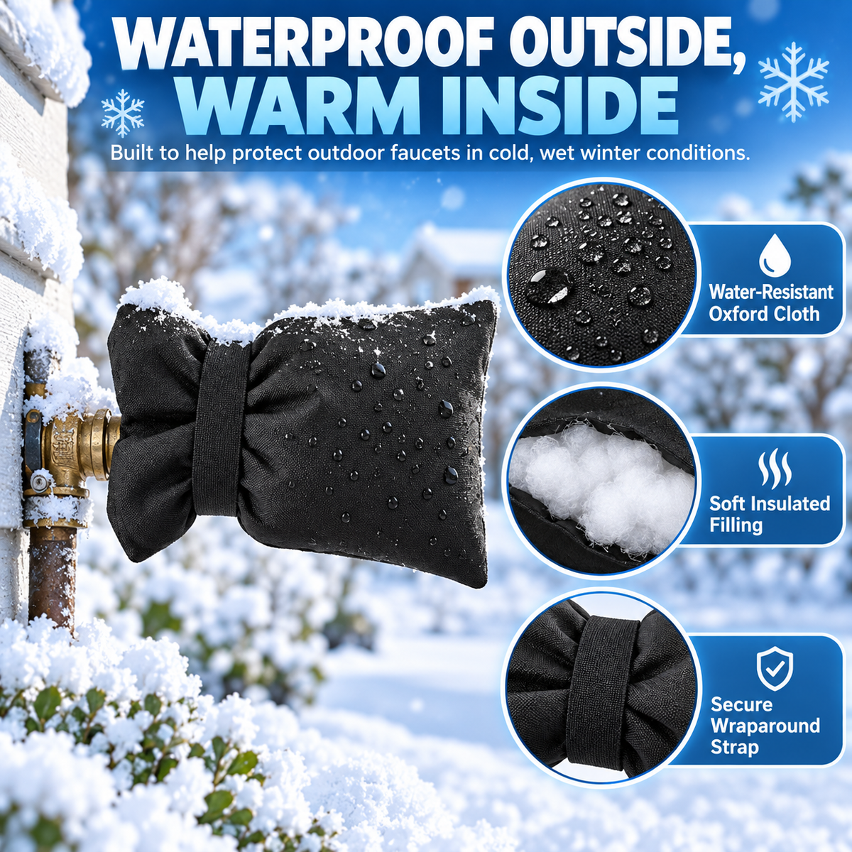 ❄️ Outdoor Faucet Cover | Winter Freeze Protection Insulated Spigot Protector🍀