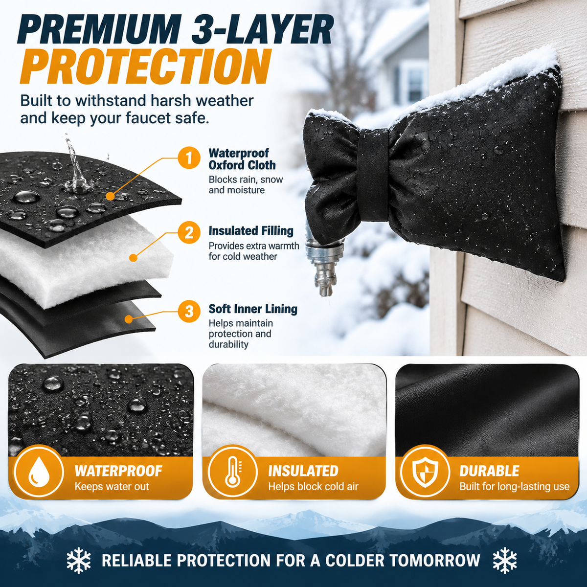 ❄️ Outdoor Faucet Cover | Winter Freeze Protection Insulated Spigot Protector🍀