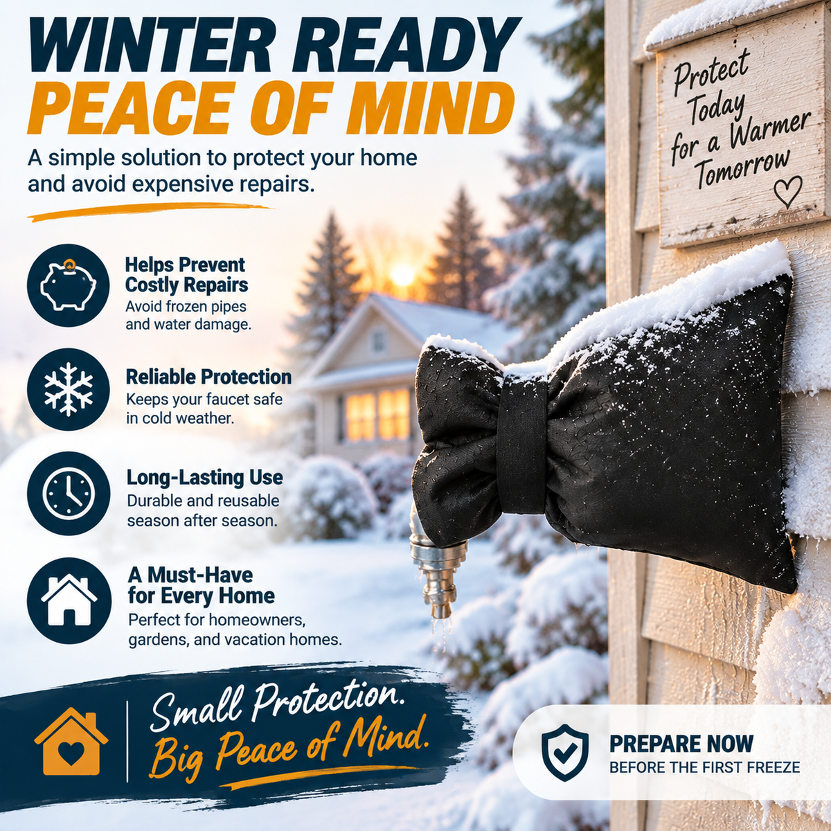 ❄️ Outdoor Faucet Cover | Winter Freeze Protection Insulated Spigot Protector🍀