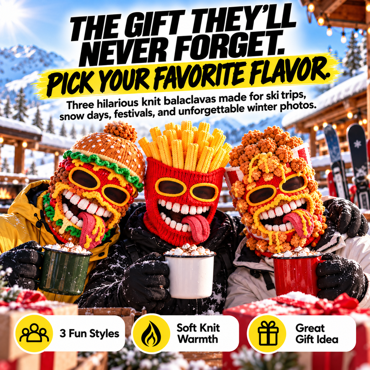 😂Funny Food Knit Balaclava – Warm Full-Face Ski Mask for Winter Adventures