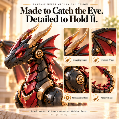 🔥LAST DAY 49% OFF -🐉 Mechanical Dragon Egg – Black & Crimson Dragon with Folding Wings & Armored Details⏳