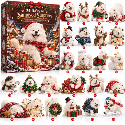24-Day Samoyed Christmas Collectible Gift Set – Fluffy Trouble Makers⏳