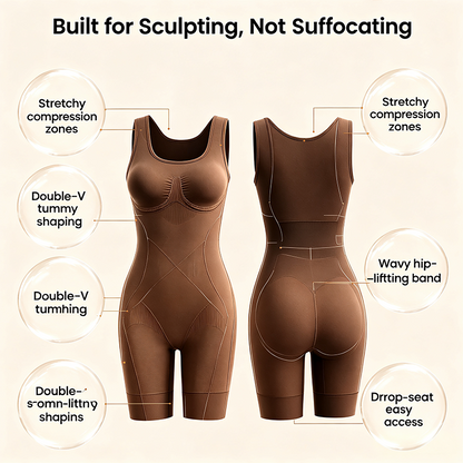 🧘Tummy Control Butt Lifter Faja Bodysuit, Back Support Scrunch Back Open Design❄️
