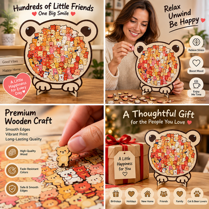 🎁135-Piece Morandi-Colored Cat Shaped Wooden Jigsaw Puzzle🍀