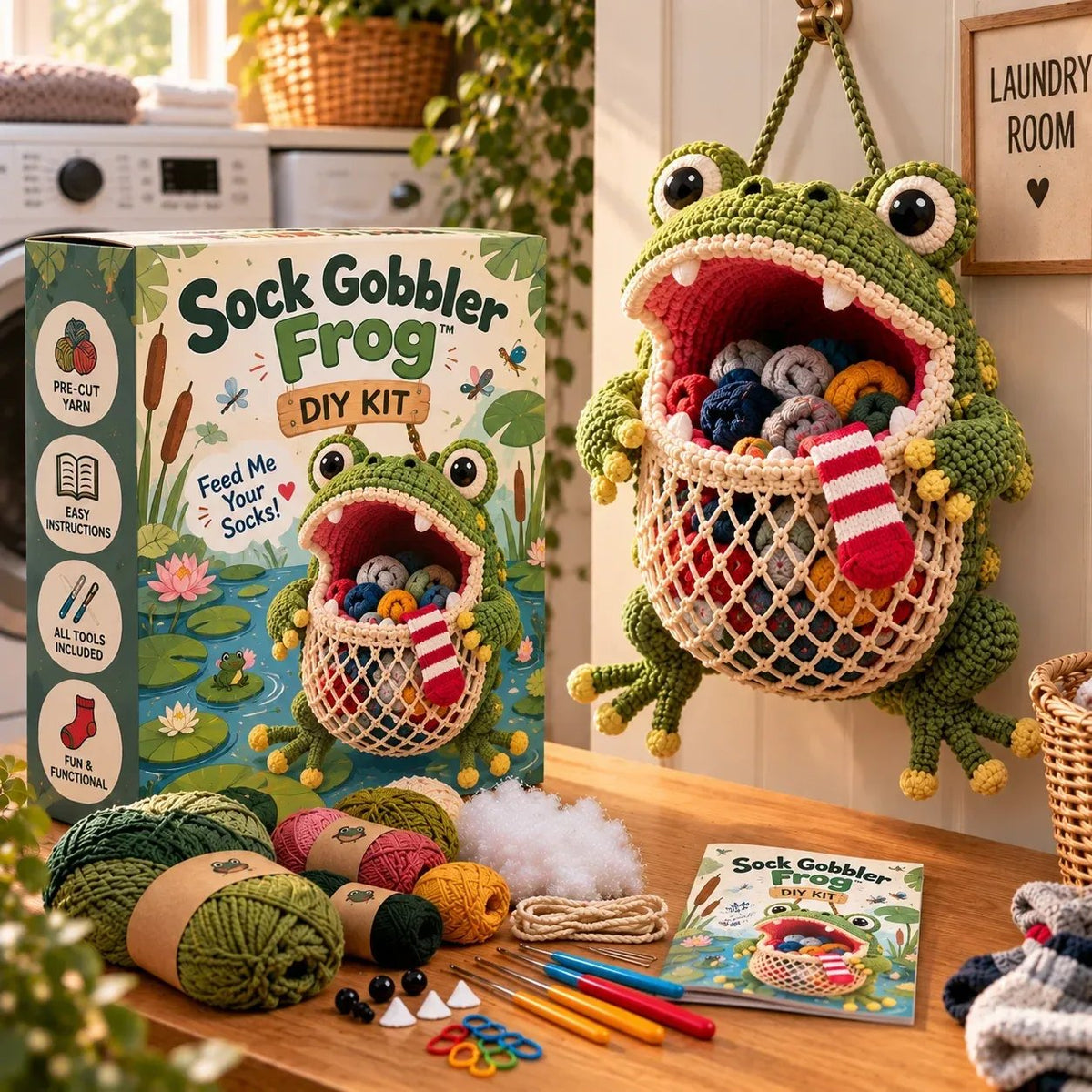 🔥Limited time 49% OFF🧦 DIY Crochet Animal Sock Holder Kit  🦈🐊