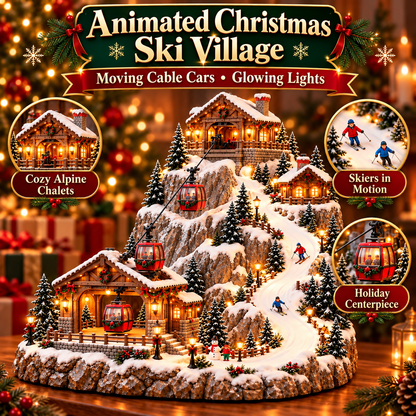 🎄🚡 Animated Christmas Ski Village with Moving Cable Cars ✨🍀