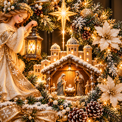 🔥 Last Day 50% Off 🔥✝️ Angel Bethlehem Welcome™ – Lighted Nativity Christmas Door Wreath