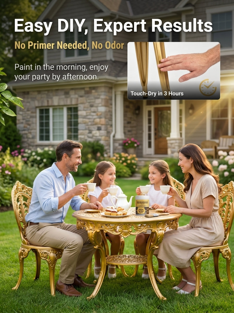 Gold decorative accents in a residential garden patio