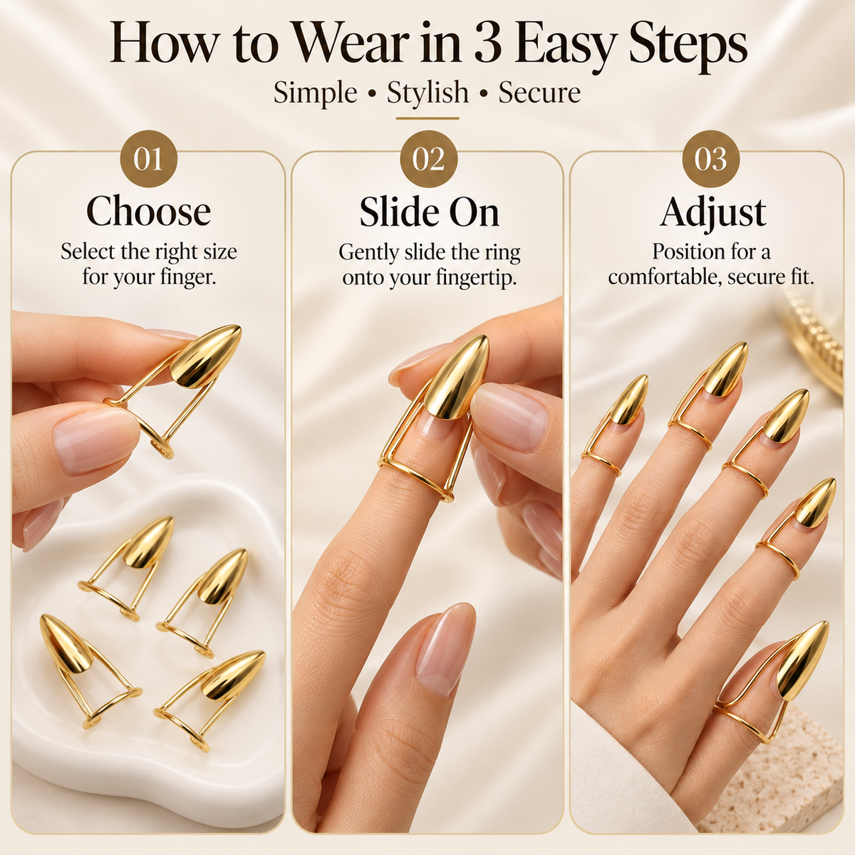 💍Metal Fingertip Nail Ring ✨Fashion Nail Jewelry Accessory🍀