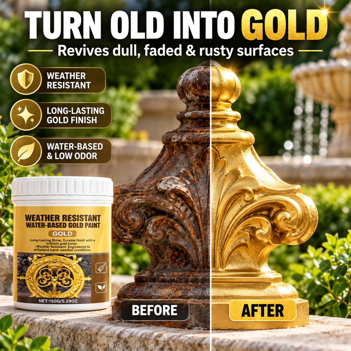 💥HOT SALE🔥Water-Based Weather-Resistant Gold Paint🍀
