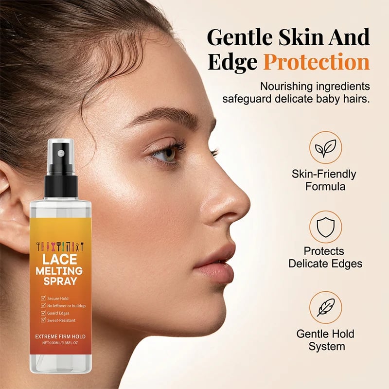 🔥 Buy One, Get One Free Today: Lace Wig Melting & Setting Spray – Quick-Drying, Invisible, Protects the Hairline, Sweat-Resistant, and Leaves No Trace