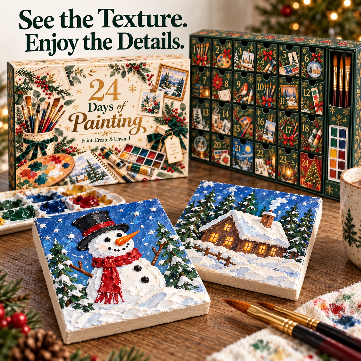 🎄 24 Days of Painting Advent Calendar – Christmas DIY Art Kit 🎨✨