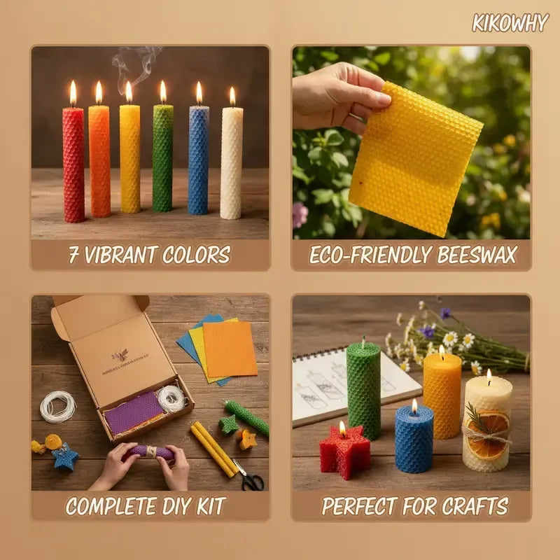 🌈DIY Beeswax Candle Making Kit (12-Piece Set) – Create Your Own Cozy Glow!✂️