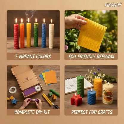 🌈DIY Beeswax Candle Making Kit (12-Piece Set) – Create Your Own Cozy Glow!✂️