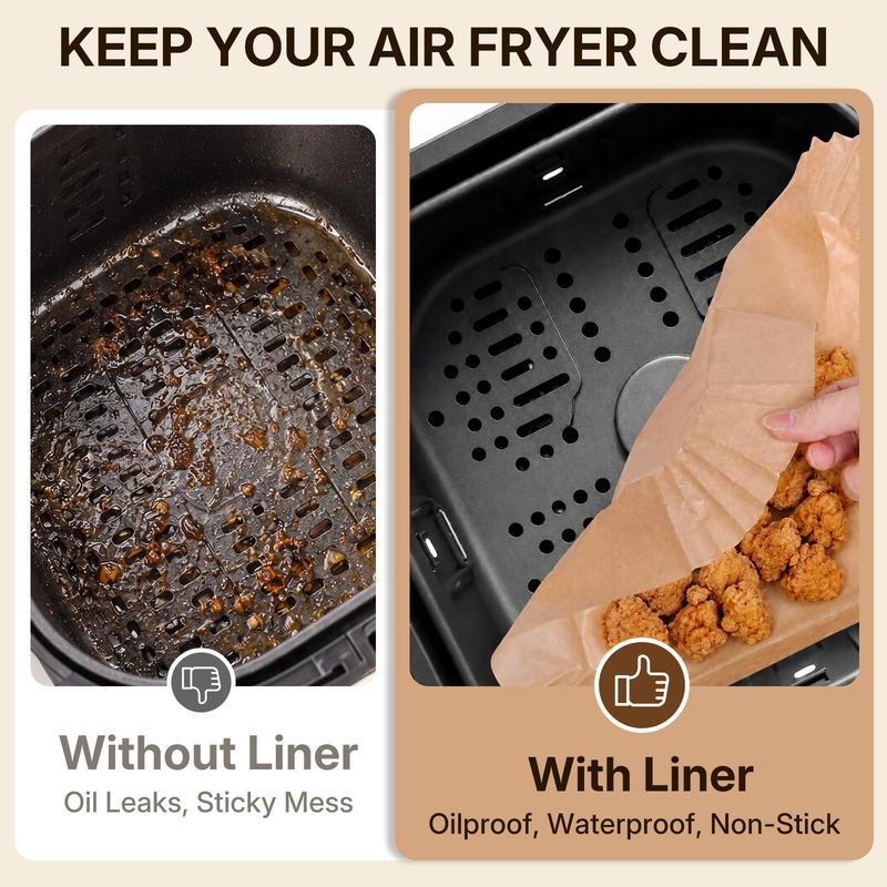 Air fryer basket comparison with and without a paper liner