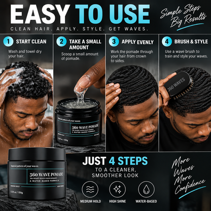 💈✨360 Wave Pomade – Medium Hold & High Shine for Defined Waves 🍀
