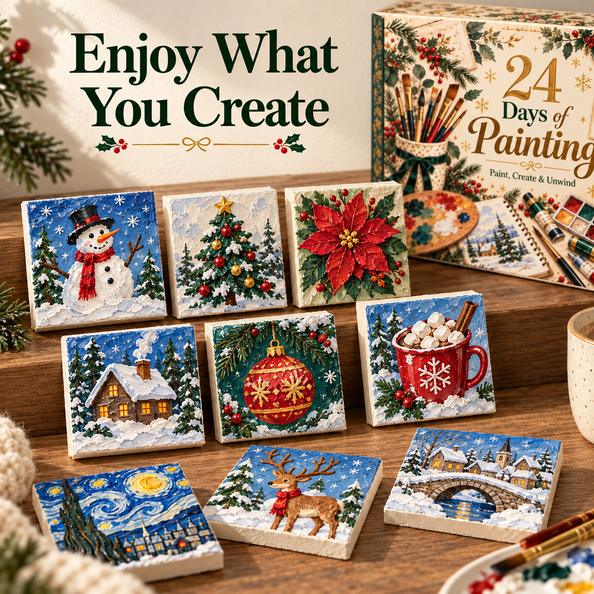 🎄 24 Days of Painting Advent Calendar – Christmas DIY Art Kit 🎨✨