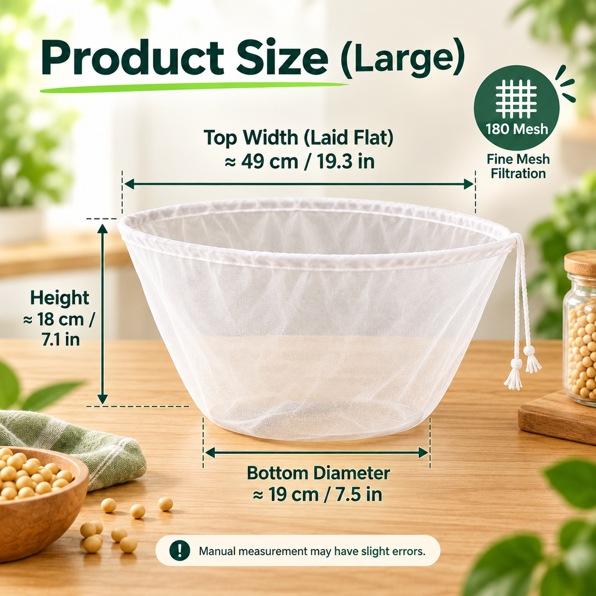 🥬Large 180-Mesh Vegetable & Soy Milk Straining Bag – Easy Squeeze & Reusable🍀
