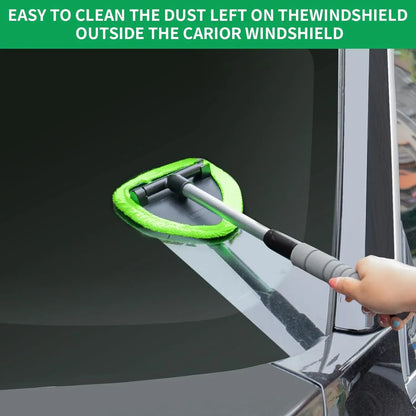 💥 💥 🔥 Windshield Cleaning Tool, Microfiber Car Window Cleaner with 4 Reusable and Washable Microfiber Pads and Extendable Handle