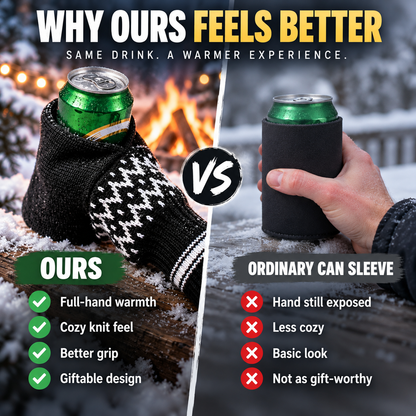 🔥50% OFF 💥Beer Mitten Gloves, Knit Stitched Drink Mitt Holder for White Elephant Gag Gift Tailgating Idea🍀