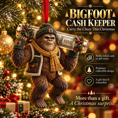 🎄👣 Bigfoot Cash Gift Ornament – 15 Holiday Styles